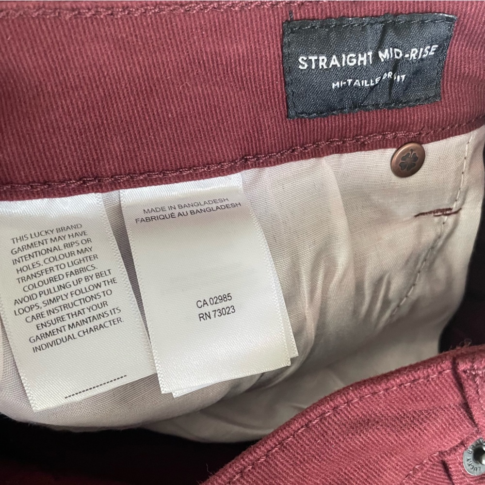 NWT 🦋 LUCKY BRAND Wine Straight Leg pants | Size: 8/29 - Picture 11 of 13